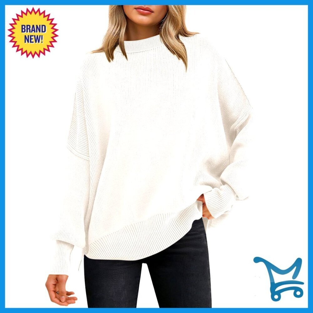 Oversized Batwing Sweater, Crewneck Pullover, Knit Top, Casual Wear